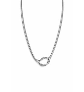 Özel Seri Kadın Silver Gümüş Renk Düğüm Detaylı 45 Cm Çelik Kolye
