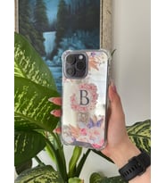 Aynalı Çiçek Desenli Harf Iphone Telefon Kılıfı