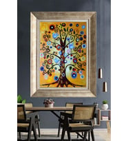 Tablore Mavi Kuşlu Hayat Ağacı Çerçeveli Tablo Modern Renkli Canvas Duvar Dekoru Salon Ve Çocuk Odası Tablosu