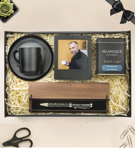 Premium Kahve Fincanı,Kalem,Fotoğraflı Çerçeve Ve Selamlıque Kahve Hediye Seti