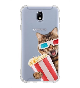 PrintiFy Samsung Galaxy J7 Pro Uyumlu Kedi 1 Baskılı Şeffaf Köşe Korumalı Antişok Kılıf