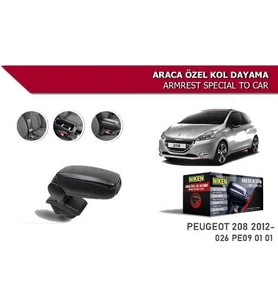Peugeot 208 Araca Özel Kol Dayama Kolçak Niken 2012+ (Siyah)