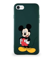 Apple iPhone SE 2020 Soft Premier Kapak Mickey Mouse-E Tasarımlı Silikon Kılıf - Yeşil (Şeffaf)