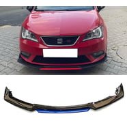 Seat Leon Mk3 Mavi Renkli Şeritli Dilli Ön Lip 4 Prç Parlak Siyah ABS