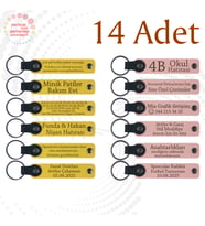 Sarı & Yavru Ağzı, 14’lü Set, Sınıfça Unutulmayacak Bir Hatıra İçin, İsimli Deri Hediyelik Ürün