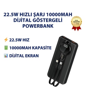 22.5W Hızlı Şarj 10000mAh Dijital Göstergeli Hızlı Şarj Powerbank