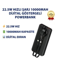 22.5W Hızlı Şarj 10000mAh Dijital Göstergeli Hızlı Şarj Powerbank