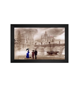 Manzara Temalı Kanvas Tablo 80 x 110 cm Siyah Çerçeve