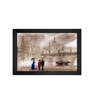 Manzara Temalı Kanvas Tablo 80 x 110 cm Siyah Çerçeve