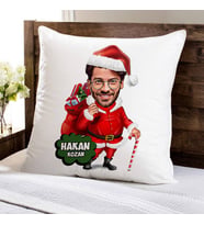 Kişiye Özel Yakışıklı Noel Baba Karikatürlü Yastık