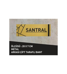 SANTRAL YAZILI 20 X 7 CM YENİ DESENLİ GOLD METAL LEVHA