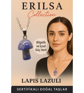 Sertifikalı Mantar Model Lapis Lazuli Taşı Kolye - Bilgelik ve İçsel Güç Veren Doğal Taş (Çok Renkli)