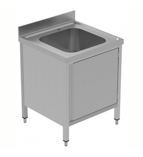 Electrolux Professional Dolaplı Tek Evyeli Tezgah, Evyesi (600x500 Mm), Çarpar Kapılı - 700 Mm, Plus GLG716P
