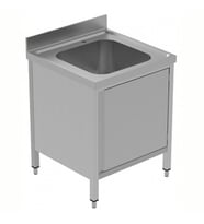 Electrolux Professional Dolaplı Tek Evyeli Tezgah, Evyesi (600x500 Mm), Çarpar Kapılı - 700 Mm, Plus GLG716P