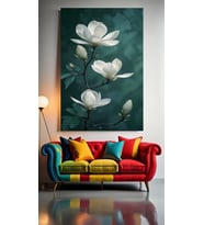 BEYAZ ÇİÇEKLER 1 Ev Duvar Salon Güzellik Salonu Ofis Dükkan Dekarasyon Kanvas Tablo (Çok Renkli)