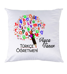 Biresimden Türkçe Öğretmenine Öğretmenler Günü Hediyesi İsimli Yastık