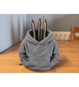 3D Baskı Kapüşonlu Sweatshirt Kalemlik - Masaüstü Organizer-Gri