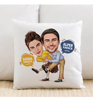 Kişiye Özel Karikatürlü Dans Eden Çiftler Yastık