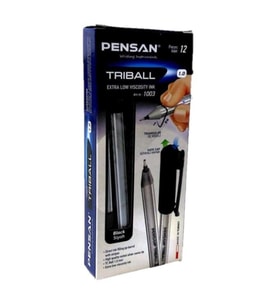 Pensan Siyah Tükenmez Kalem Triball 1.0 MM Bilye Uç Siyah 12 Lİ (1 Paket 12 Adet)