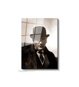 Dikey Cam Tablo Salon Duvar Tablosu Dikey Cam Cam Ata 040 Yeni Ev Hediyesi Ofis Tablosu