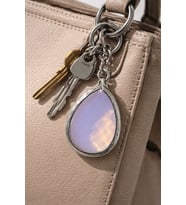 Gümüş Renk Opalit Damla Kesim Doğal Taş Anahtarlık I Unisex Metal Tasarım