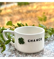 El Yapımı Seramik Hediye Doğum Günü Tebrik  Yonca Şans Chance Çay Kahve Kupası Mug Kupa Bardak Kahve Fincanı
