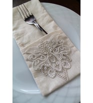 6 Adet Dekoratif Diamond Dantelli Kaşıklık Servis Sunum