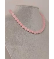 Pembe Kuvars Taşı Faset Kesim Kolye 8mm (Sabit Klipsli)