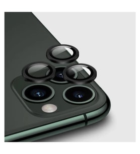 Apple iPhone 12 Pro Max Kamera Koruyucu Lens Mercek Metal Çerçeveli 3lü Set Siyah Black