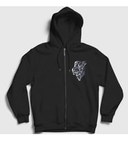 Presmono Unisex Siyah Smoke Skulls Duman Kurukafalar Fermuarlı Kapüşonlu Sweatshirt 424890tt