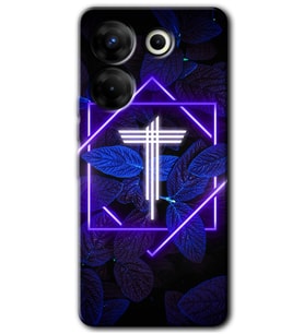 Tecno Camon 20 Pro 5G Kılıf HD Desen Baskılı Kılıf - Dark Neon Yaprak T Harfi