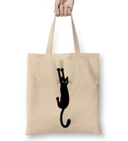 Yaramaz Kedi Black Cat Holding Bez Çanta Uzun Saplı