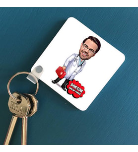 Kişiye Özel Erkek Doktor Hediyelik Karikatürlü Anahtarlık