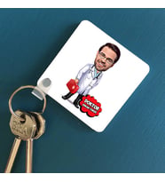 Kişiye Özel Erkek Doktor Hediyelik Karikatürlü Anahtarlık