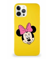 Apple iPhone 12 Pro Max Soft Premier Kapak Minnie Mouse-C Tasarımlı Silikon Kılıf - Sarı (Şeffaf)