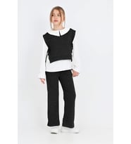 Kız Çocuk 3'lü Takım (Pantolon+Yelek+Bluz) 12429 MODANINO (Siyah)