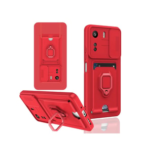 Newface Xiaomi Redmi 13C Kılıf Zuma Kartvizitli Yüzüklü Silikon - Kırmızı