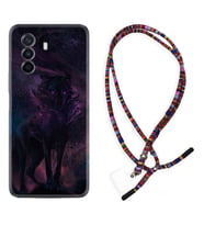 Huawei Nova Y70 Y90 Nova 9 SE  Kılıf Boyun Asklı Rasta Silikon Black Purple Wolf 1791
