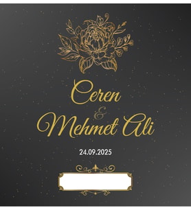 Nikah Nişan Düğün Davetiyesi Kare İkiz İp Bağlamalı 5026