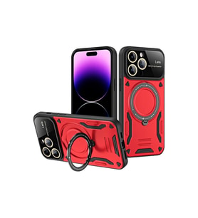 Apple İphone 16 Pro Kılıf Joy Lens Standlı Kapak - Kırmızı