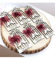 30 Adet Kafes Kuslu Ahsap Magnet Hediyelik-