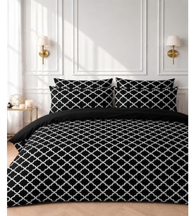 More Home Tek Kişilik Yorgan Kılıfı+ Yastık Kılıfı ( Çarşafsız ) Motif Desen Siyah Beyaz