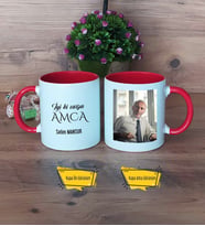 Amcaya Hediye Kupa Bardak Kırmızı Fotoğraflı Amcaya Doğum Günü Hediyesi