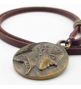 Antik Greek Sikke Madalyon Bronz Metal Gerçek Deri Erkek Kolye Q0948