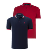 İKİLİ SET T8594 DEWBERRY ERKEK T-SHIRT-LACİVERT- BORDO (Lacivert-Bordo)