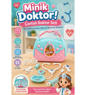 Eğitici Çantalı Minik Doktor Seti 7 Parça - Stetoskoplu Kız Erkek Çocuk Rol Yapma Oyun Seti (3+ Yaş)