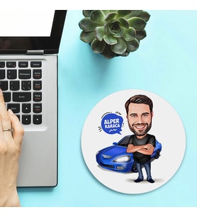 Kişiye Özel Spor Araba Aşığı Erkek Karikatürlü Mousepad