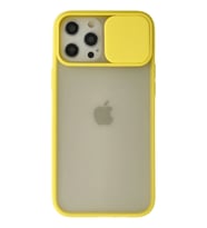 Pilelistore   iPhone 12 Pro Max Kılıf Palm Buzlu Kamera Sürgülü Silikon - Sarı