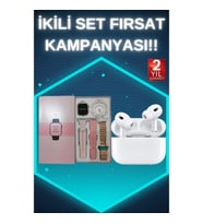 Mey İthalat® 3 Kordonlu Pembe Amoled Ekran Akıllı Saat ve Yeni Nesil Pro Kablosuz Bluetooth Kulaklık