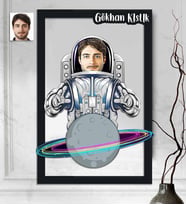 Kişiye Özel 3D  Ahşap Tablo Uzay Astronot 30x40 -2
